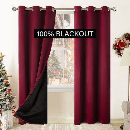 2-Panel Blackout Grommet Top Curtain - Blocks Out Light, Noise and Cold, Perfect for Bedroom, Office, Kitchen, Living Room, Study, and Home Decor