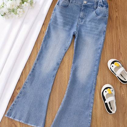 Antmvs Girls' Pull-on Flare Leg Stretch Casual Denim Jeans For Kids Teen Girls Fits For All Seasons