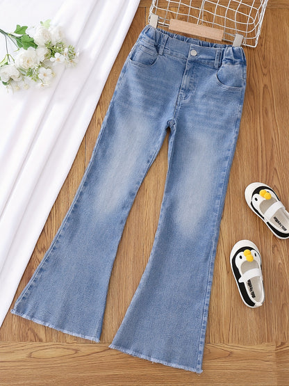Antmvs Girls' Pull-on Flare Leg Stretch Casual Denim Jeans For Kids Teen Girls Fits For All Seasons