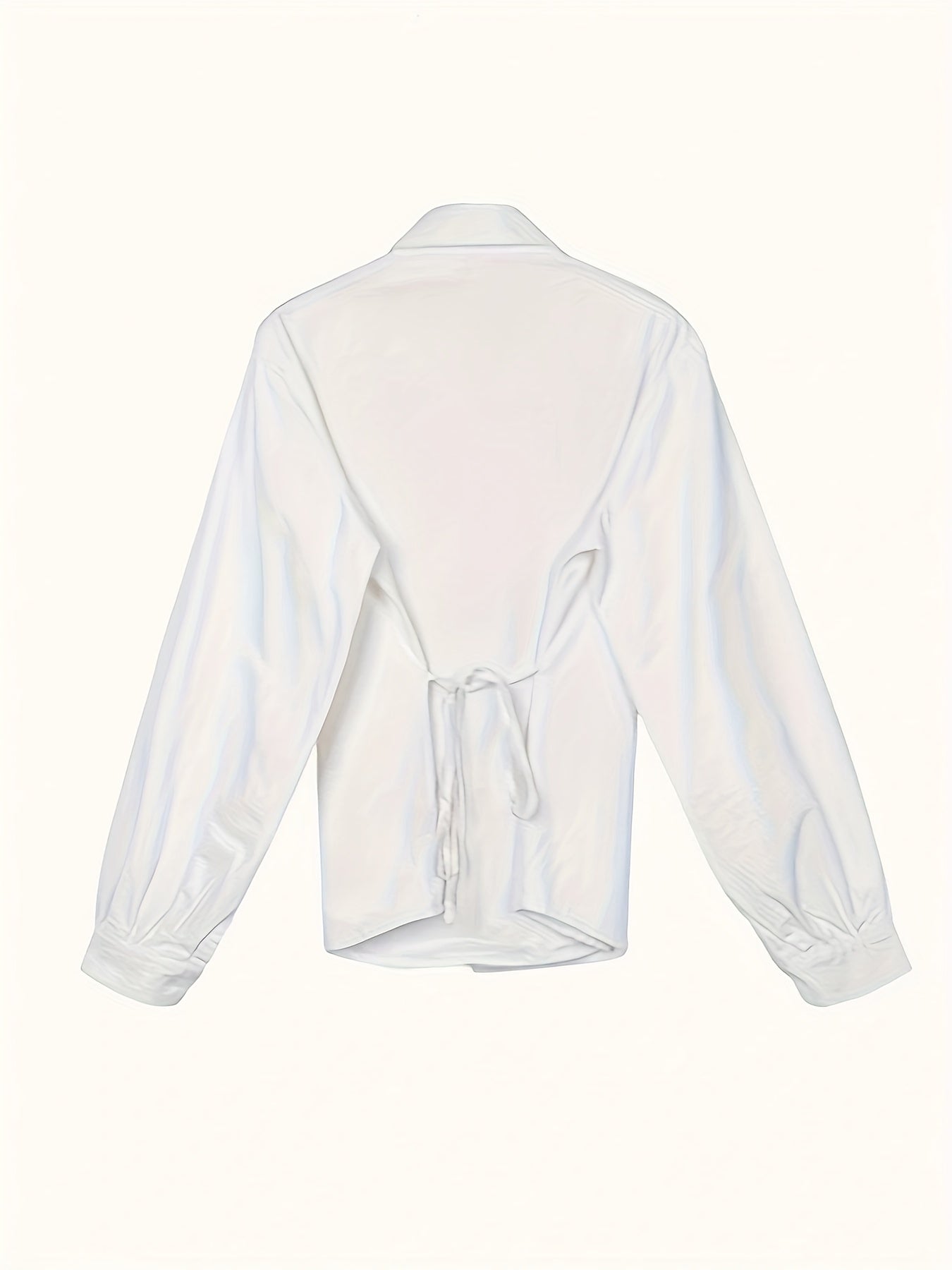 Antmvs Solid Cross Tie Blouse, Casual Long Sleeve Blouse For Spring & Fall, Women's Clothing