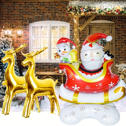 2-Pack 32-Inch Large Golden Reindeer Balloons, Self-Sealing Aluminum Film Christmas Party Decor for New Year's & Winter Celebrations, Suitable for Ages 14+