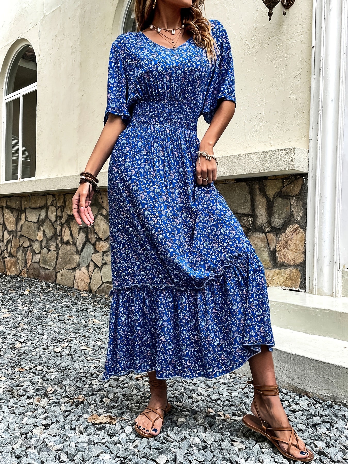 Antmvs Elegant Slim High Waist Dress, Casual Every Day Dress For Summer & Spring, Women's Clothing