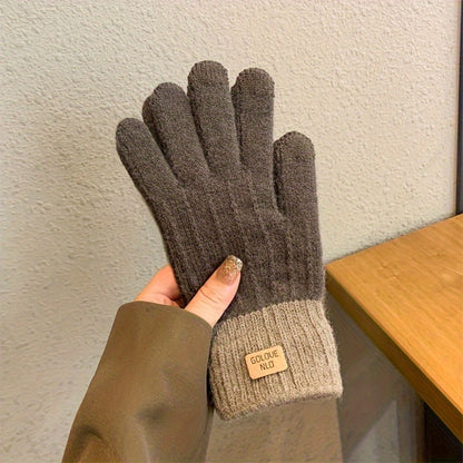 Winter Warmth for Everyone - Cashmere-Blend Touchscreen Gloves, Thick Knit, Non-Slip Grip, Elastic Fit for Casual Outings - 2pcs