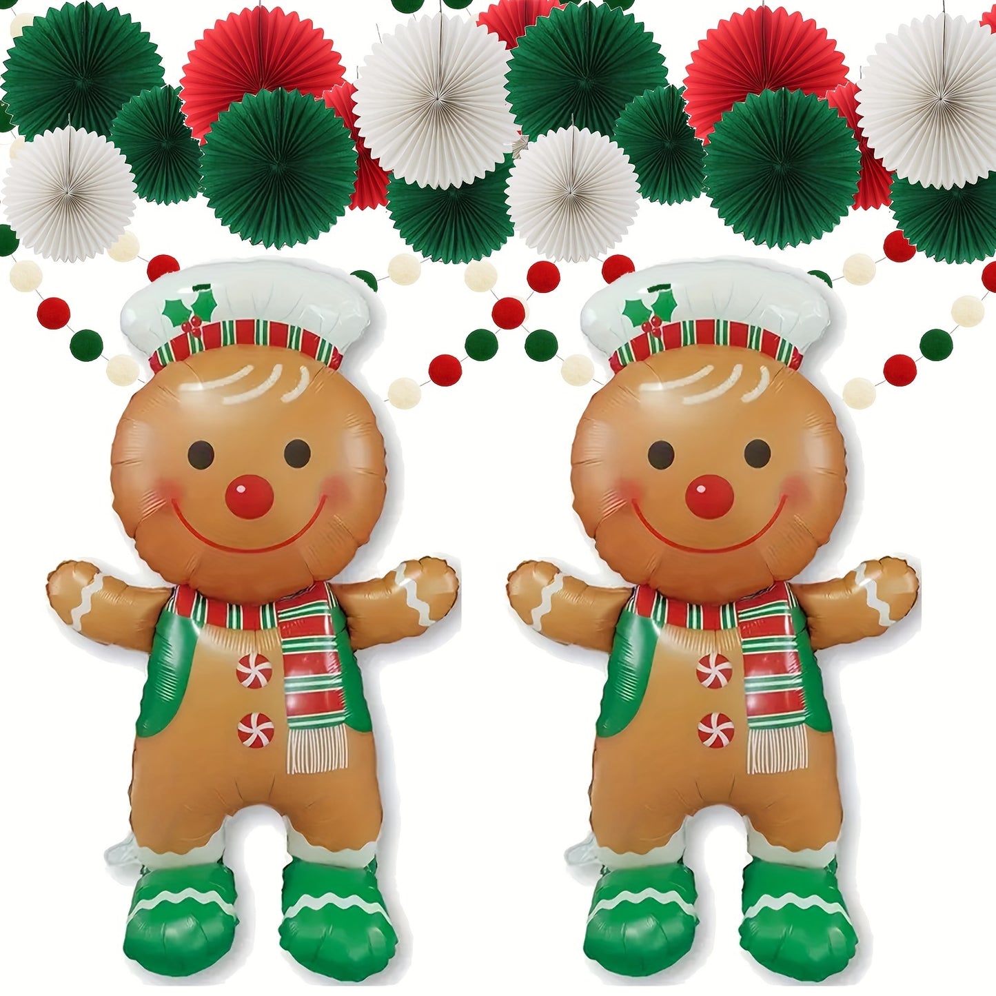 1pc Festive Christmas Gingerbread Chef Inflatable Balloon Set for 14+ Age Group, No Electricity Needed, Made of Durable Aluminum Film Material for Holiday Decor