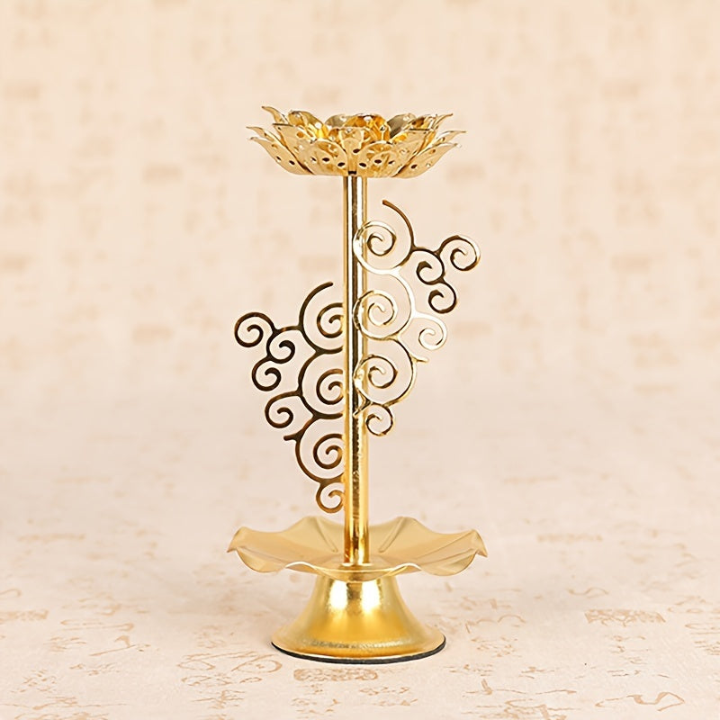 1pc Lotus Flower Candlestick Holder - Elegant Festival Decor for Spring, New Year & Holidays - Seasonal Accent for Ambient Lighting & Home Styling - Unique Gift Idea