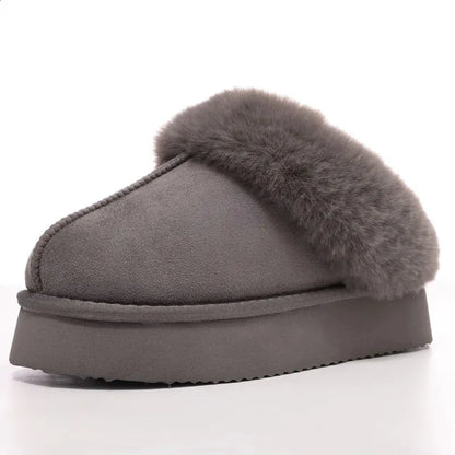 Comwarm Fluffy Fuzzy Women Slippers Plush Warm Bedroom Slides Memory Foam Comfort Women Slides Thick Bottom Home Cotton Shoes 240830