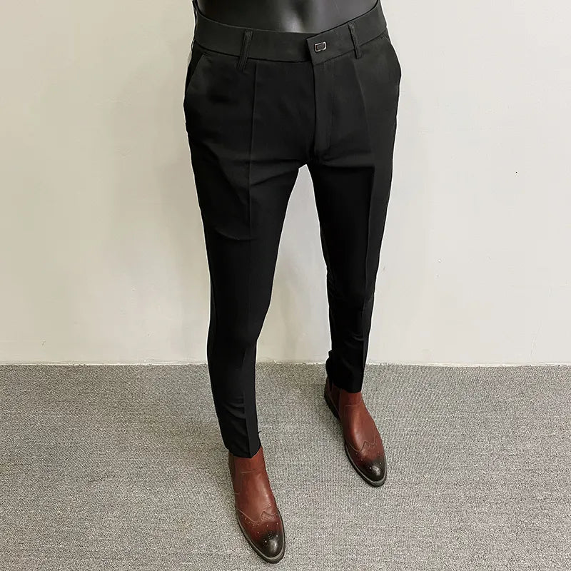 Men's Pants Men Suit Pants Formal Trousers Pantalone Hombre Stretch Slim Solid Color Casual Dress Full Length Pants Fashion Men Clothing 230524