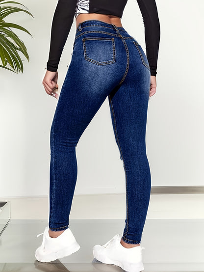 Antmvs Slim Fit Casual Skinny Jeans, High Stretch Slant Pockets Tight Jeans, Women's Denim Jeans & Clothing