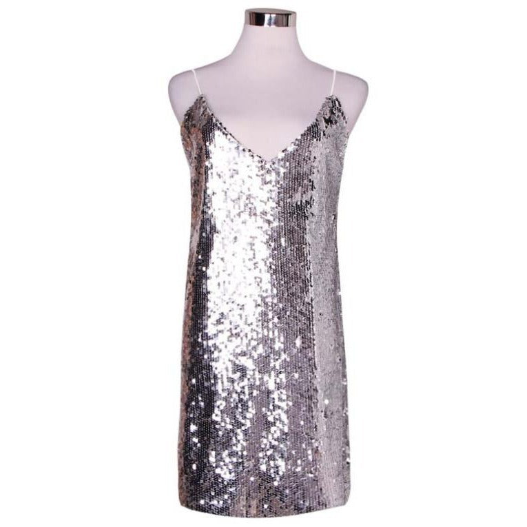 2024 Summer  European and American Women's Clothing New Wish Dress Sleeveless Sexy Skirt Sequined V-neck Strap Skirt