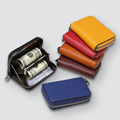 Short Small Coin Purse Men's And Women's PU Leather Casual Simple Fashion Zipper Card Bag