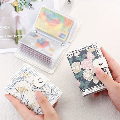 Floral Vintage Style Women's Credit Card Wallet, Multi-Slot Compact Card Holder For Daily Use