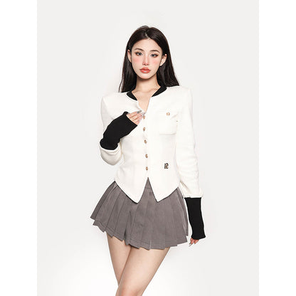 Antmvs Labelle White Long Sleeve Button Up Slim Coat Top