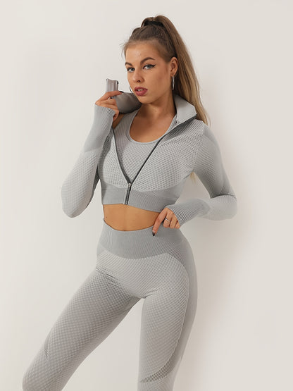 Antmvs Two Tune Color Quick Drying Leggings, High Waist Slimming Yoga Fitness Workout Gym Sports Pants, Women's Activewear