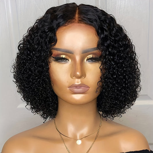 Human Hair Bob Wigs For Women 13x4 Curly Lace Front Wig Middle Part Brazilian Remy Hair 150% Density Curl Bob Wig