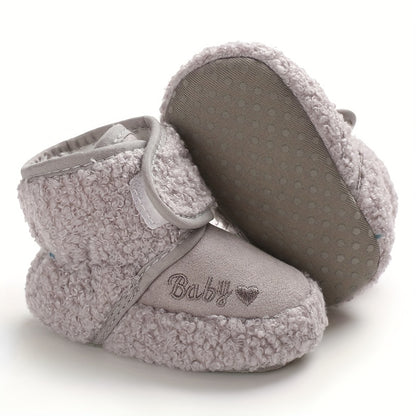 Warm, Cozy Baby Ankle Boots with Heart Pattern - Soft, Comfy Crib Shoes with Easy Fastener for Winter