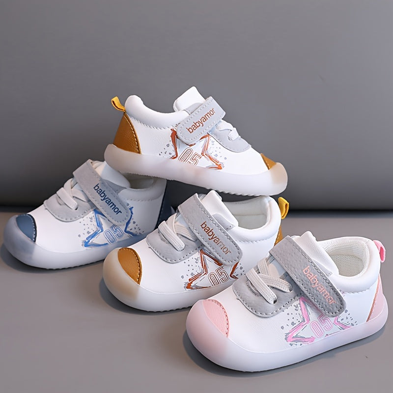 Ultra-Comfortable Baby Girls First Walker Sneakers - Anti-Slip Grip, Flexible Soft Sole for Safe Indoor Playtime - Stylish Casual Shoes for Little Explorers