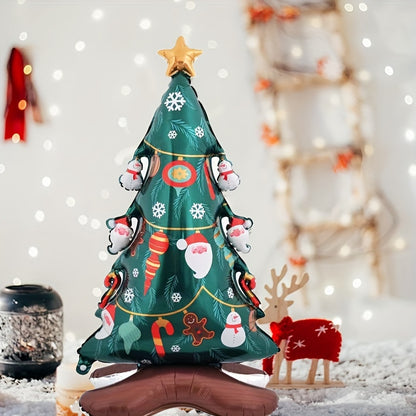 2pcs-47 Inch Standing Christmas Tree Balloon Large Snowman Golden Star Christmas Tree Balloon Christmas Theme Balloon Christmas Tree Shape Balloon Christmas Decoration