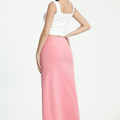Antmvs Solid Elastic Waist Skirt, Casual Skirt For Spring & Summer, Women's Clothing