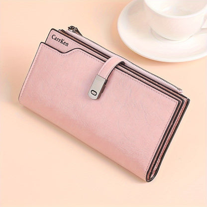 Women's Fashion Simple Large Capacity Long Wallet, Casual Tri-fold Multi-card Money Clip, Zipper Snap Coin Coin Purse, Gifts