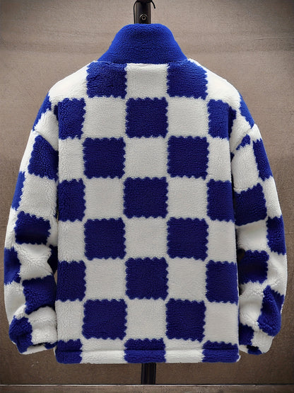 Antmvs Cozy Plaid Lambswool Jacket With Thick Polar Fleece Lining - Warm Winter Coat For Men And Women