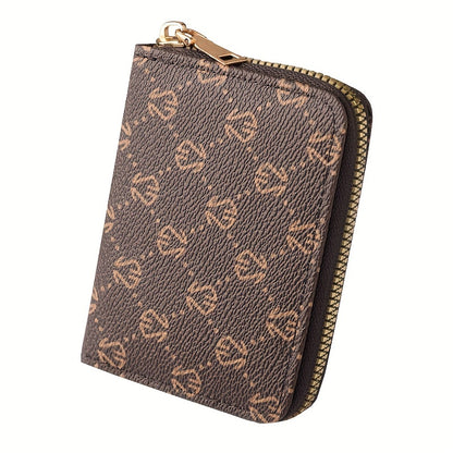 Zipper Around Credit Card Holder, Mini Printed Clutch Coin Purse, Portable Card Wallet With Multi Card Slots