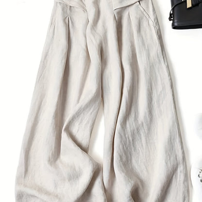 Antmvs Solid Wide Leg Pants, Casual Palazzo Pants For Spring & Summer, Women's Clothing