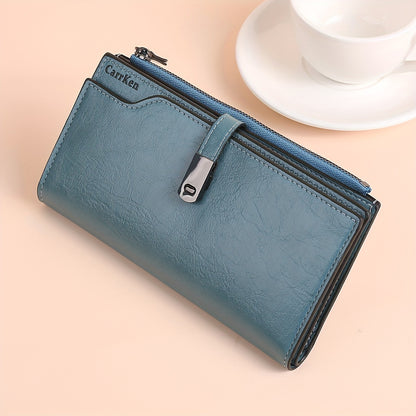 Women's Fashion Simple Large Capacity Long Wallet, Casual Tri-fold Multi-card Money Clip, Zipper Snap Coin Coin Purse, Gifts