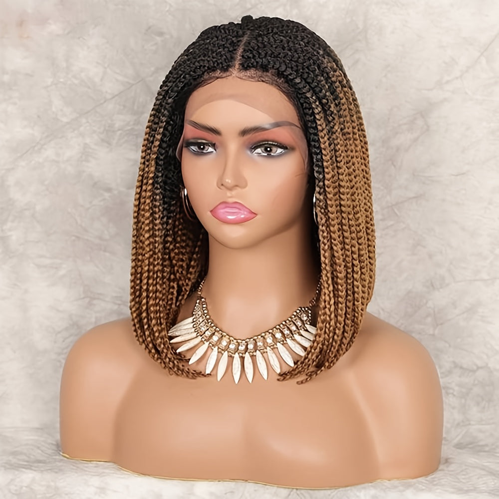 10Inch Chic Box Braid Bob Wig - Ultra-Realistic 13x5 Lace Front - Premium Synthetic Hair for Effortless Style - Perfect Daily & Party Wear for Women