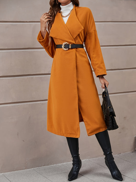 Antmvs Drop Shoulder Belt Blazer Coat, Casual Long Sleeve Fashion Loose Blazer Outerwear, Women's Clothing