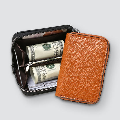 Short Small Coin Purse Men's And Women's PU Leather Casual Simple Fashion Zipper Card Bag