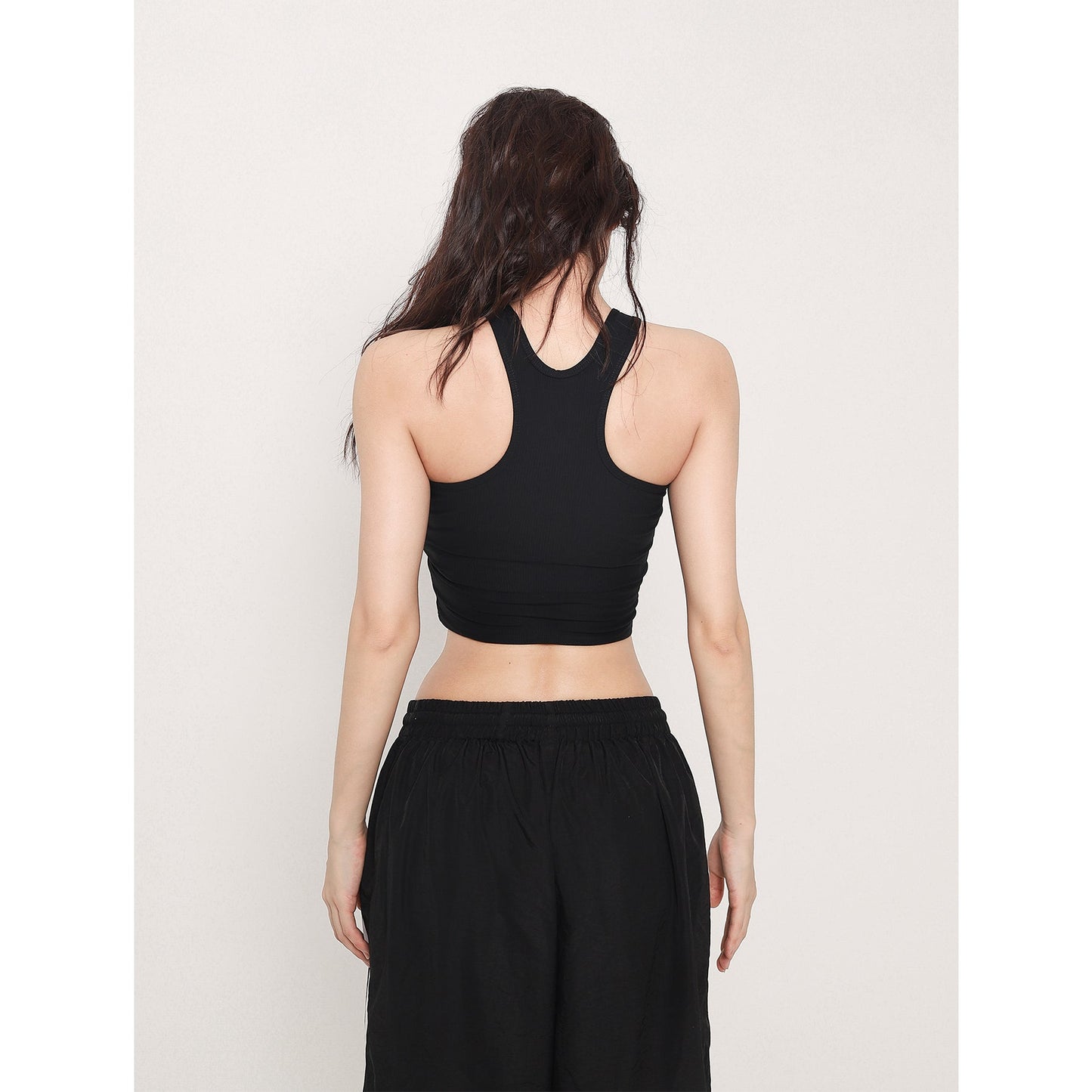 Antmvs Tatia Solid Color Slim Halter Sleeveless Cropped Top