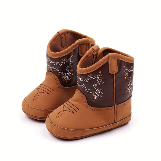 Vintage Style Baby Shoes - Soft, Non-Slip, Breathable Fabric Insole, Random Pattern, Solid Color, Rubber Sole, PU Upper, Perfect for Spring, Fall, Winter - Cute, Comfortable, and Safe Walking Boots for Boys and Girls