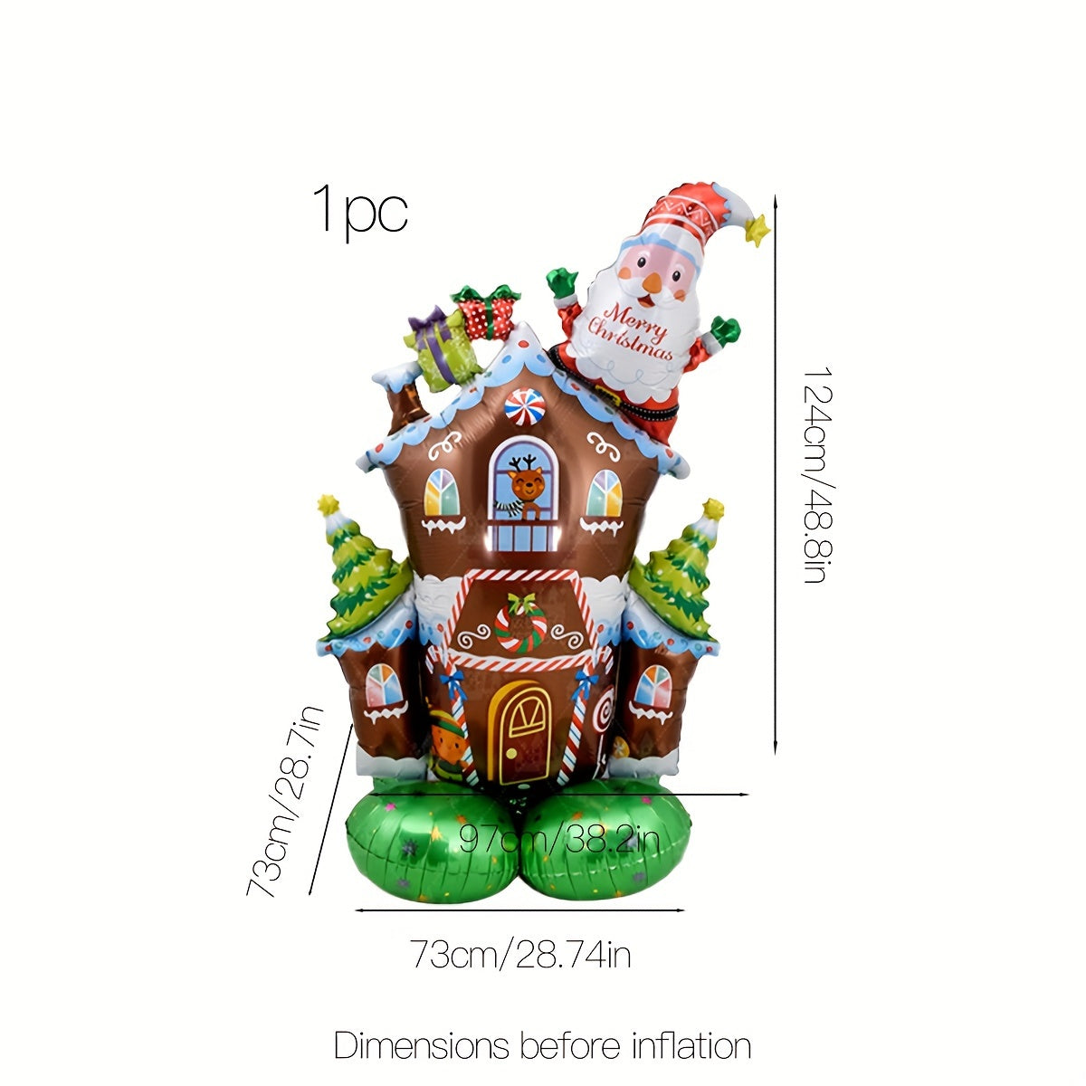 1 Piece Festive 3D Standing Christmas House Balloon Decoration - No Electricity Required, Durable Aluminum Material, Easy to Assemble, Perfect for Indoor and Outdoor Holiday Decor, Suitable for Ages 14 and Up, Adds a Touch of Magic to Your Christmas Celeb