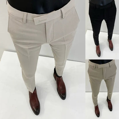 Men's Pants Men Suit Pants Formal Trousers Pantalone Hombre Stretch Slim Solid Color Casual Dress Full Length Pants Fashion Men Clothing 230524