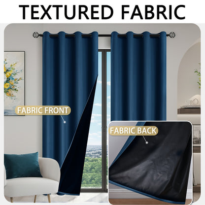 2 Pieces of Stylish Solid Blackout Curtains for Bedroom and Living Room - UV Protection, Easy Sliding, and Contemporary Design