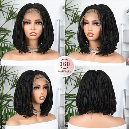 10Inch Chic Box Braid Bob Wig - Ultra-Realistic 13x5 Lace Front - Premium Synthetic Hair for Effortless Style - Perfect Daily & Party Wear for Women