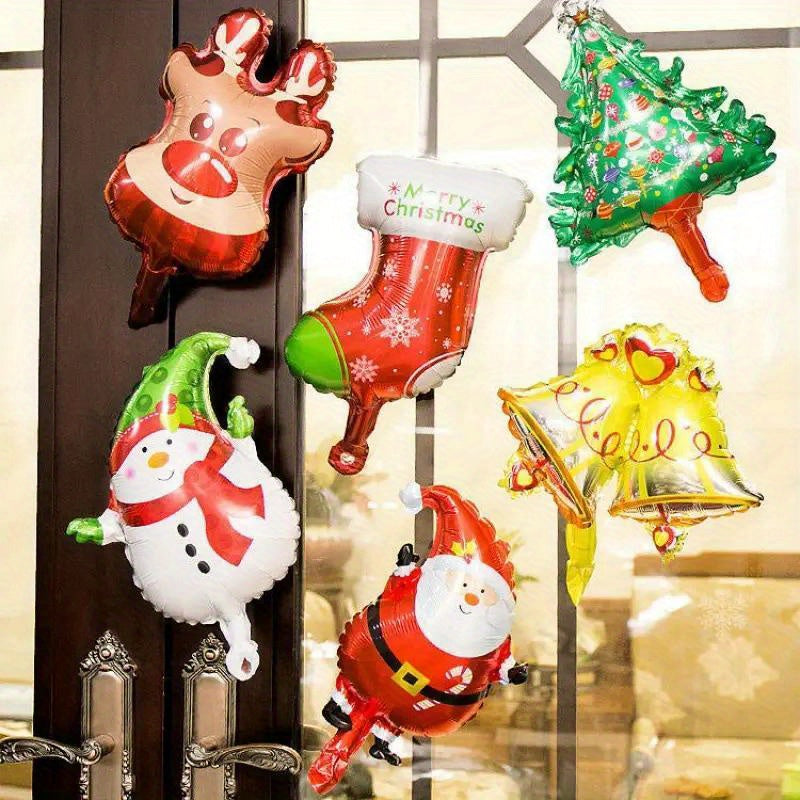 10pcs Mini Christmas Balloons with Assorted Designs - Perfect for Holiday Parties, New Year's Celebrations & More - Includes Support Rods, Best for Christmas