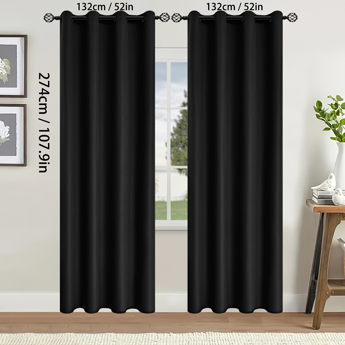 2 Pieces of Stylish Solid Blackout Curtains for Bedroom and Living Room - UV Protection, Easy Sliding, and Contemporary Design