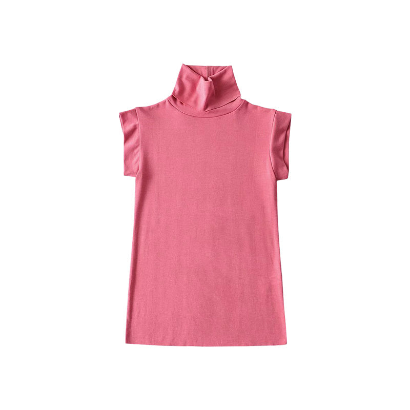 Antmvs Salia Solid Color Turtleneck Short Sleeve Slim Top