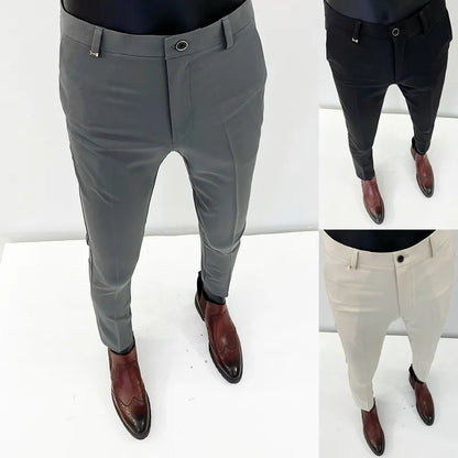 Men's Pants Men Suit Pants Formal Trousers Pantalone Hombre Stretch Slim Solid Color Casual Dress Full Length Pants Fashion Men Clothing 230524