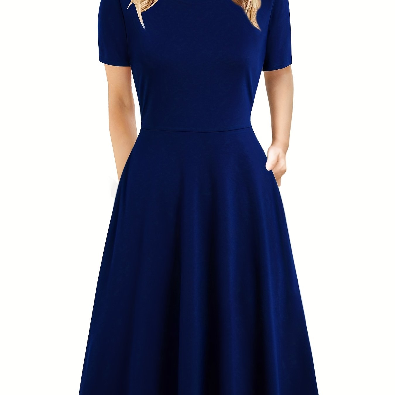Antmvs Elegant Retro A-line Dress, Short Sleeve Casual Dress For Spring & Summer, Women's Clothing