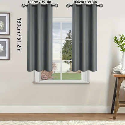 2 Pieces of Stylish Solid Blackout Curtains for Bedroom and Living Room - UV Protection, Easy Sliding, and Contemporary Design