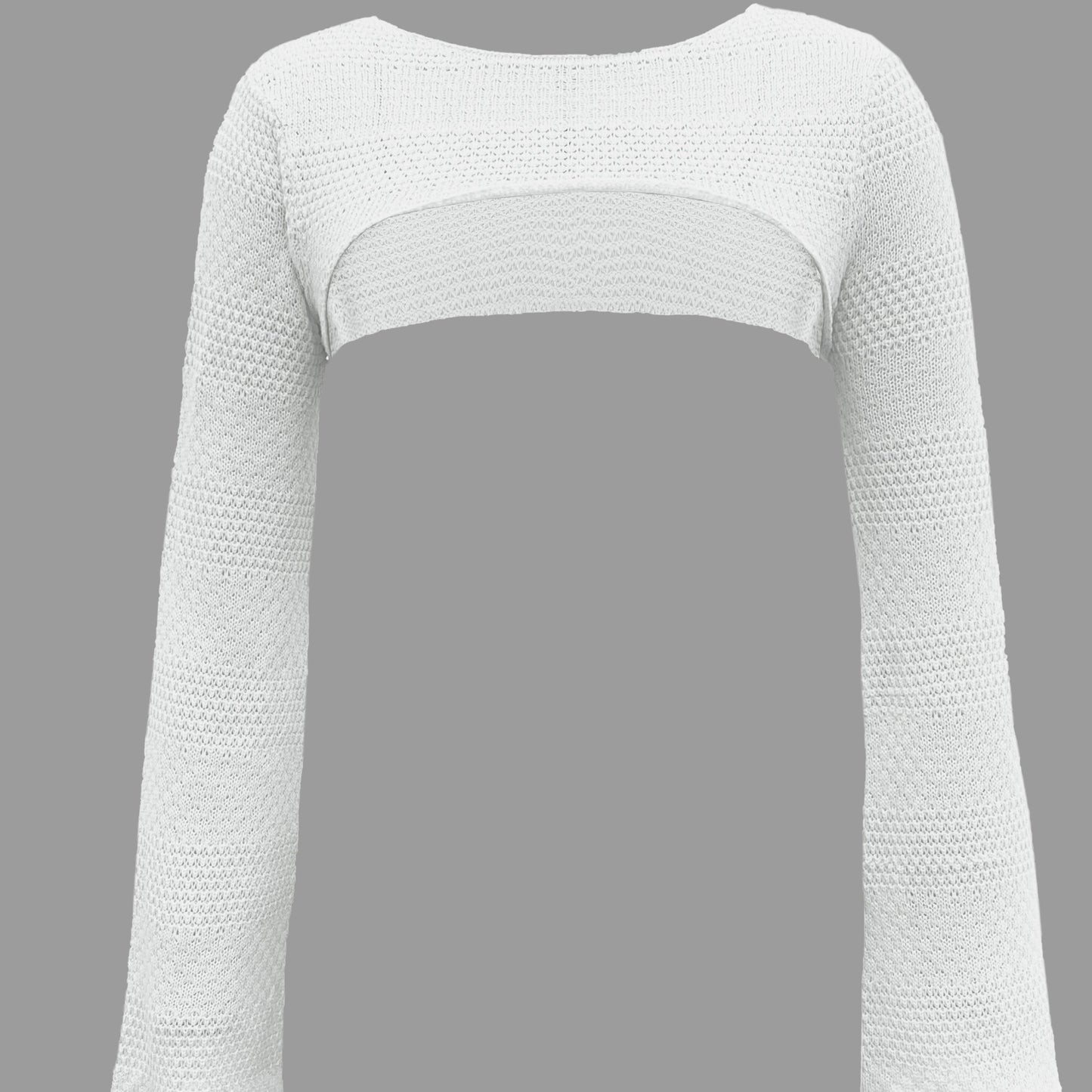 Antmvs Vacation Crop Knitted Sweater, Long Sleeve Casual Sweater For Spring & Summer, Women's Clothing