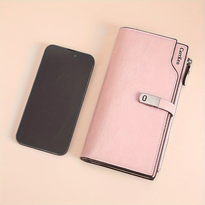 Women's Fashion Simple Large Capacity Long Wallet, Casual Tri-fold Multi-card Money Clip, Zipper Snap Coin Coin Purse, Gifts