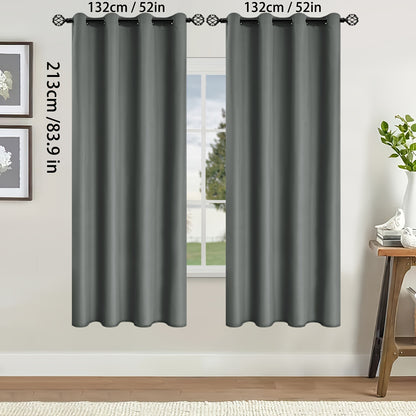 2 Pieces of Stylish Solid Blackout Curtains for Bedroom and Living Room - UV Protection, Easy Sliding, and Contemporary Design