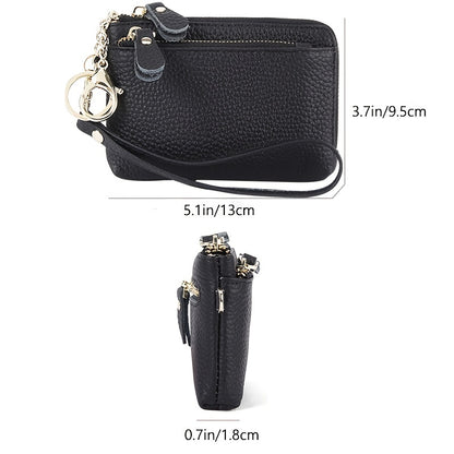 Women's Minimalist Zipper Clutch Wallet, Zipper Mini Coin Purse, Credit Card Holder With Wristband