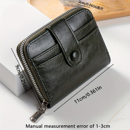 Classic Vintage Solid Color Short Wallet, Elegant Versatile Credit Card Holder For Women