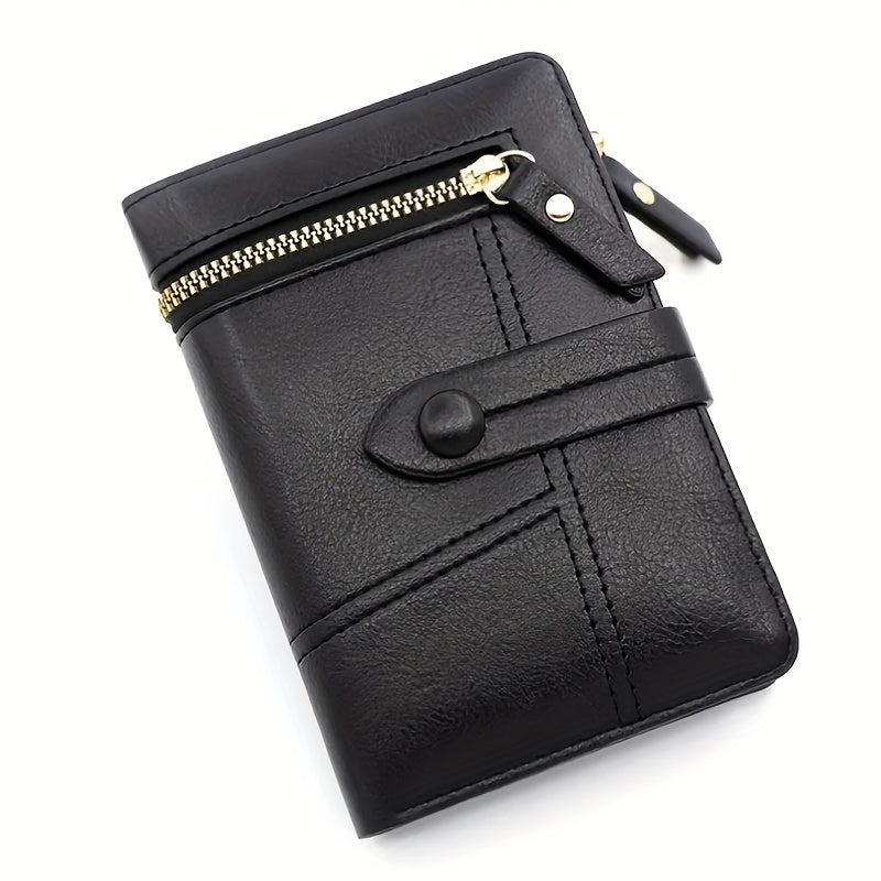 Folding Multifunctional Wallet, Solid Color Clutch Coin Purse, Classic Women's Credit Card Case