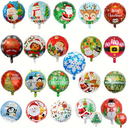 10 Pcs Christmas Themed Aluminum Foil Balloons Set - Vibrant 18-Inch Cartoon Snowflake Design, Perfect for Festive Party Decorations, Suitable for Ages 14+, Random Assortment, Durable, Reusable, and Easy to Inflate