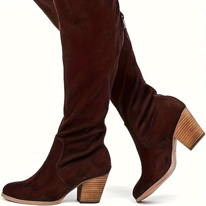 Women's Wide Calf Over The Knee High Boots, Wide Width Stretchy Fall Winter Boots.